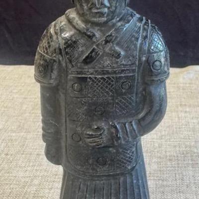 Vintage Black Stone Chinese Warrior Collectible (7.5” Tall)