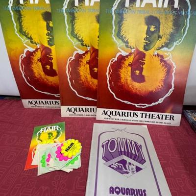 Aquarius Theater, Hair Posters (3), Post Card And Stickers And Tommy Appears Book 