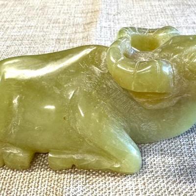 Vintage Jade Bull Stone Carving 