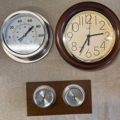 Sunbeam Clock, Acurite Thermometer And Springfield Humidity Meter Abs Thermometer 