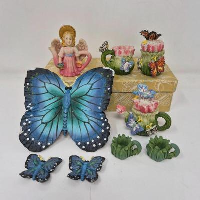 Butterfly Sips – Mini Tea Set #2 with Blue Wings & Garden Charm