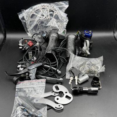 Various Bicycle parts - disc brakes, handles, more