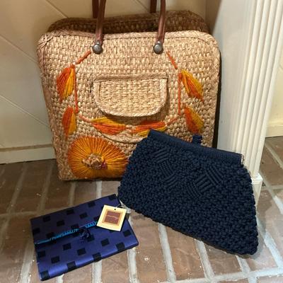 Vintage Silk, Macrame & Palm Purses 