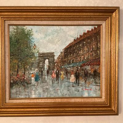 1960s Parisian Cityscape Original Oil Painting On Canvas By C. Daniel 