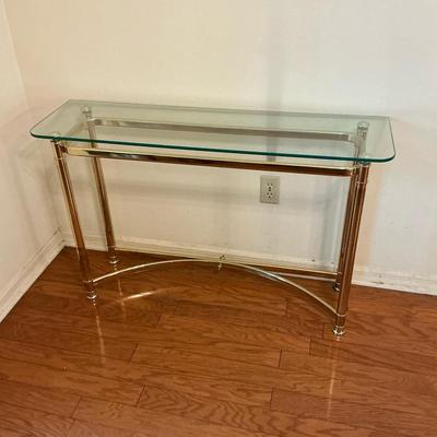 Brass Glass Top Sofa/Entry Table 