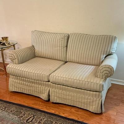 Light Blue Green Striped Loveseat