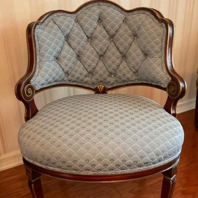 Tufted Back Slipper Chair With Gilded Accent