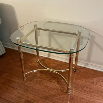 Brass Glass Top Side Table #2