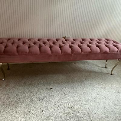 Tufted Foot Bench Dusty Rose Velvet