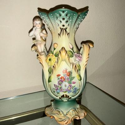 Ardalt Lenwille Porcelian Reticulated Cherub Vase - Left