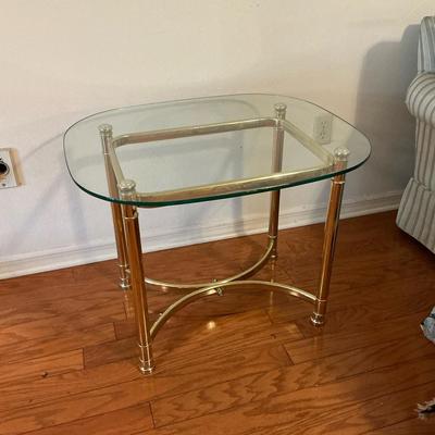Brass Glass Top Side Table #1