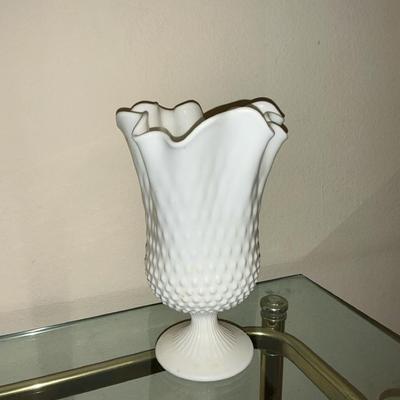 Nubby Milk Glass Swung Vase