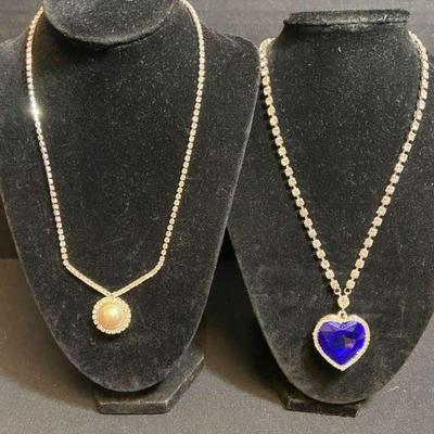 Titanic Heart Of The Ocean & Faux Pearl Swarovski Crystal Necklace