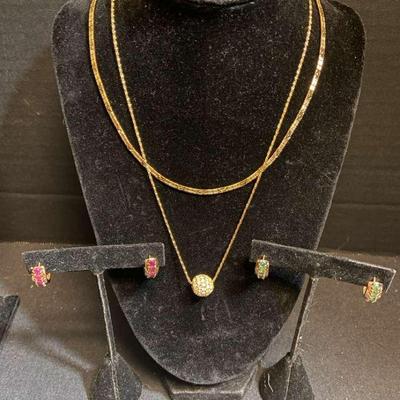 Gold Vermeil Over 925 Necklaces & Stone Earrings