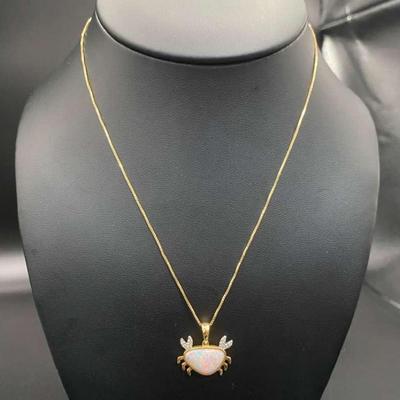 18k European Crab Necklace With Opal 
