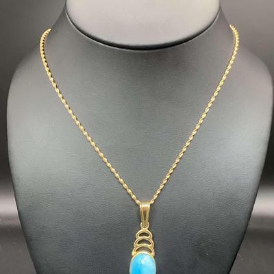 14K Italian Gold Necklace With Gem
