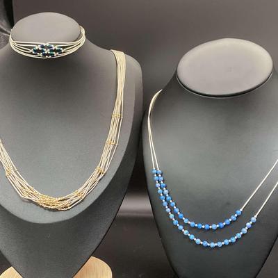 Sterling Silver Jewelry Including 2 Necklaces And 1 Bracelet