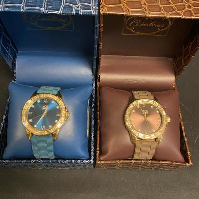 Two Curations Watches- Blue & Brown In Original Boxes