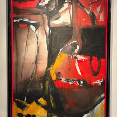 Signed Abstract Painting On Canvas 