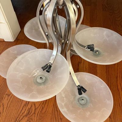 Brushed Nickel Six Globe Chandelier 