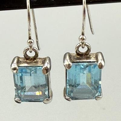 Sterling Silver And Blue Topaz Earrings 