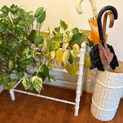 White Bamboo Style Plant & Umbrella Stands