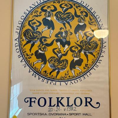 Vintage “Folklore” 1982 Poster By "Linđo" National Folk Dance Ensemble of Yugoslavia 