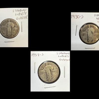 Three Standing Liberty Quarters 
