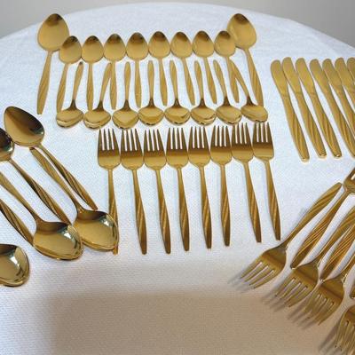 American Stainless Gold Electroplated Flatware 50pc