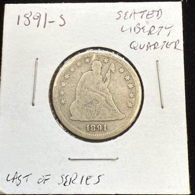 1891-S Seated Liberty Quarter 