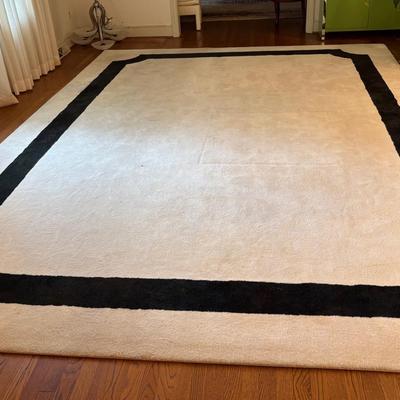 Large White With Black Border Area Rug 10x14’