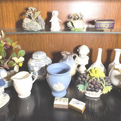 Assortment Of Decorative Collectibles-Wedgwood, Jade Bonsai Tree, Figurines