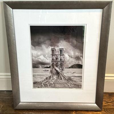 Thomas Barbey (Swiss, 1957-) Photomontage - "Stumped" | Cathedral of Notre Dame in Paris, France with its base replaced by the...