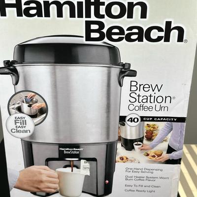 Hamilton Beach "BrewStation" Coffee Urn | Hamilton Beach"BrewStation" 40-cup coffee urn with one-hand dispensing,...
