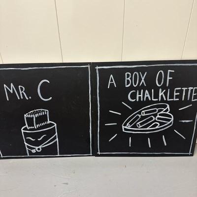 (2pc) Painted Chalk Art - "A Box of Chalkette" | Original painted chalk art, including: "Mr. C" "A Box of...
