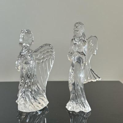 (2pc) Fine Crystal - Waterford "Celestial Angels" | Two vintage (1990s-2000s) lead crystal angel figurines from the Waterford...