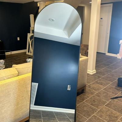 Modern Arched Floor Mirror | Modern arched floor mirror with a slim aluminum alloy frame, designed for versatile use as a freestanding...