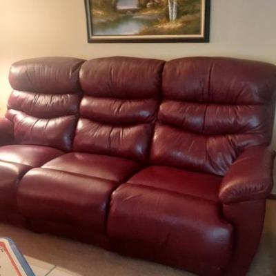 Sale Photo Thumbnail #8: LazeBoy Leather reclining ends sofa