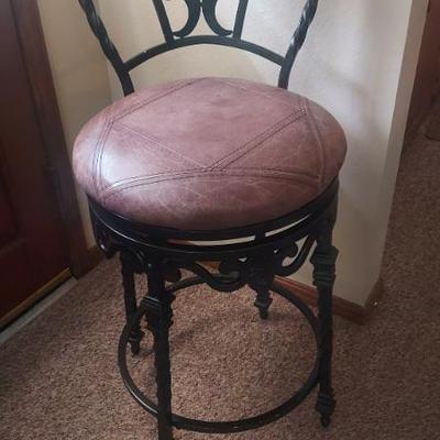 Sale Photo Thumbnail #14: Iron and leather set of 6 bar stools