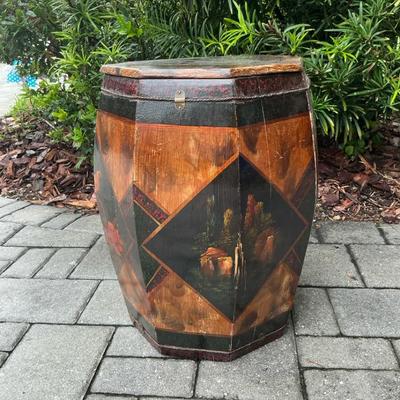 Octagonal Wood Storage Stool