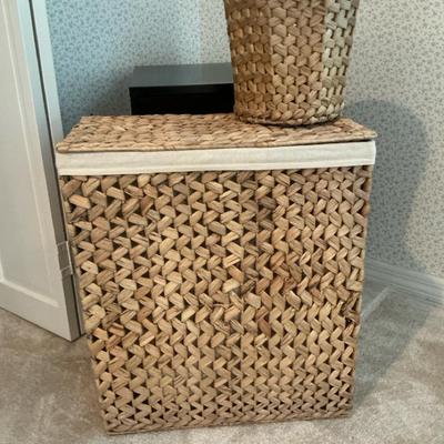 Woven Reed Laundry Hamper And Trash Bin