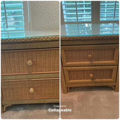 Henry Link Wicker Bedside Tables Pair