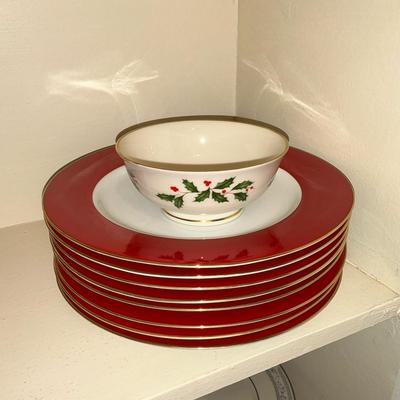 Christmas Lenox & Red Dinner Plates