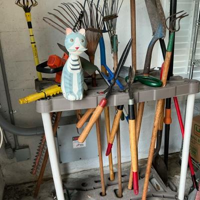 Huge Lot Of Gardening Tools And Rack