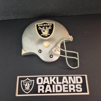 Vintage FOCO Oakland Raiders Helmet Wall Hanging and Bumper Sticker