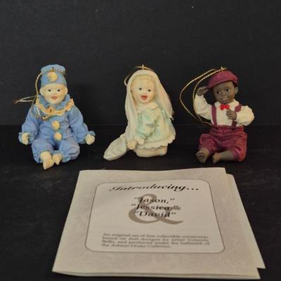 Ashton Drake by Yolanda Bello Ornaments "Jason", "Jessica" & "David" Set of 3 - With COA