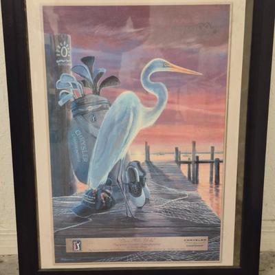Framed Vintage "Our 19th Hole" 2005 Chrysler Championship Poster by Local Artist Roger Bansemer