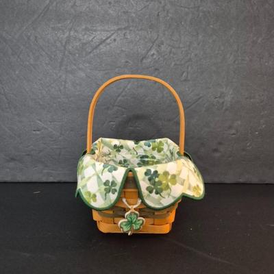 Vintage 1999 Longaberger Lots of Luck St. Patrick's Day Basket with Liner, Protector & Shamrock Tie-On Tag