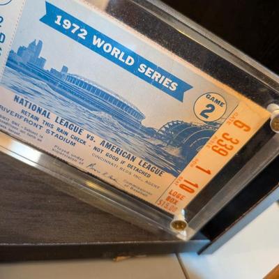 A remarkable and historic collectible! This is a full, intact ticket from Game 2 of the 1972 World Series, a pivotal series that saw the...