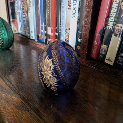 A beautiful and comprehensive collection of seven decorative glass eggs in the classic Fabergé style. Handcrafted in Russia, these eggs...